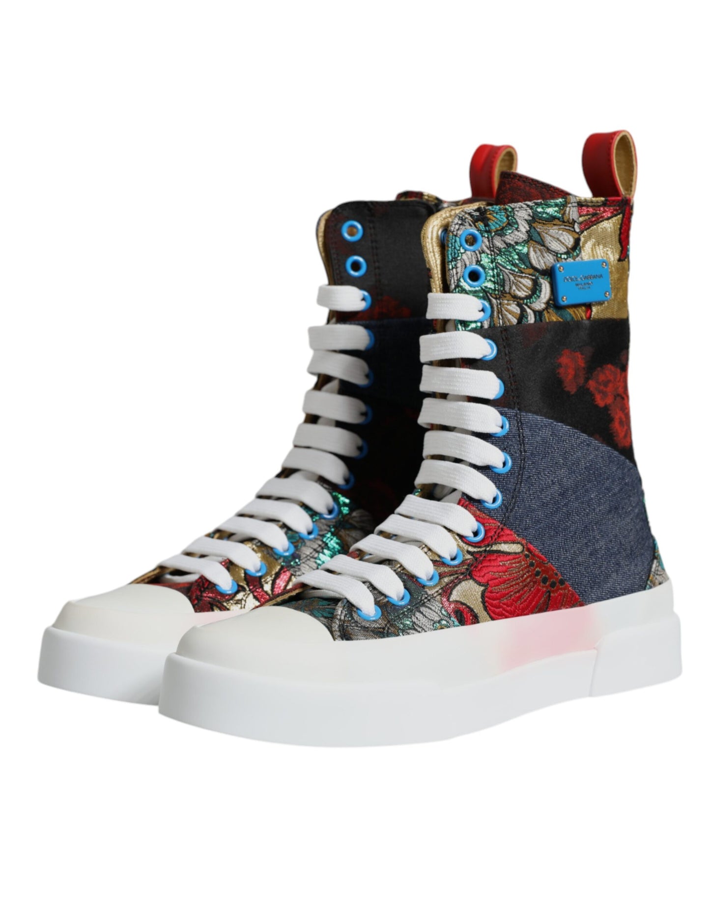 Mehrfarbige Patchwork High Top Sneakers