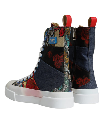 Mehrfarbige Patchwork High Top Sneakers