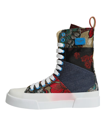 Mehrfarbige Patchwork High Top Sneakers