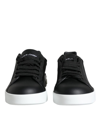 Black Calf Leather Portofino Sneakers Shoes