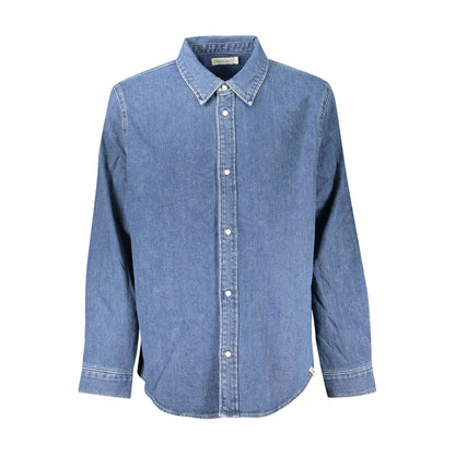 Blue Cotton Men Shirt