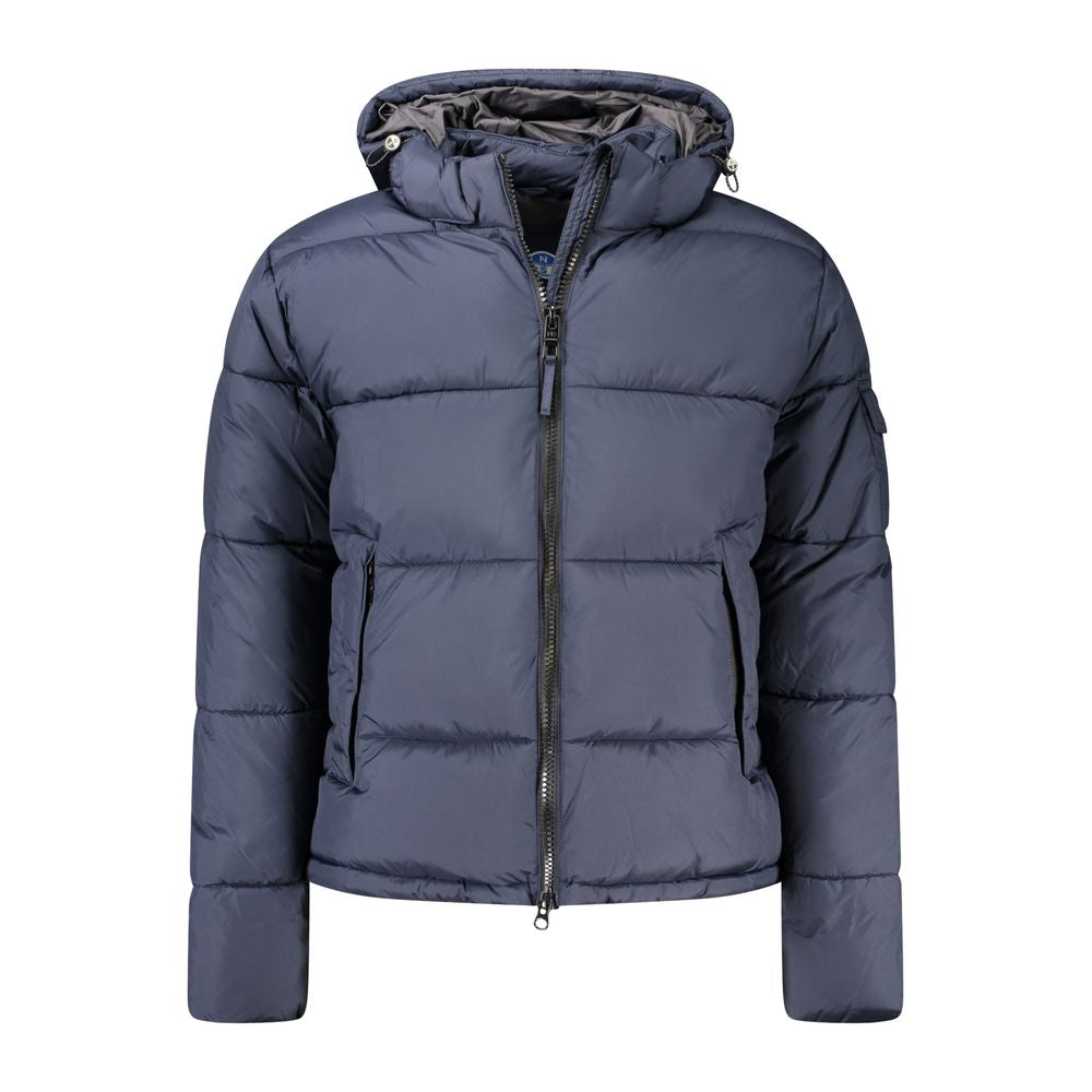 Blue Polyester Men Jacket