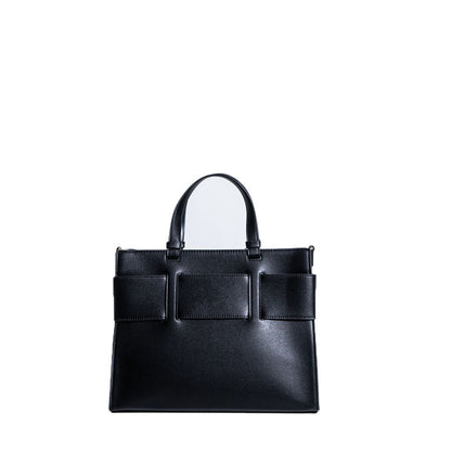 Black Synthetic Leather Handbag