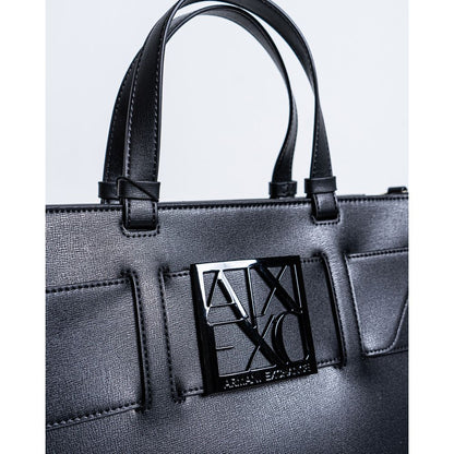 Black Synthetic Leather Handbag