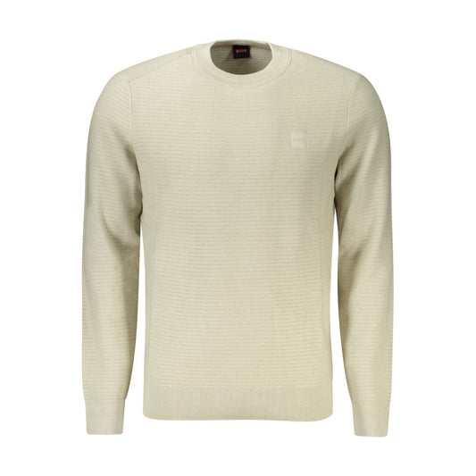 Beige Cotton Men Sweater