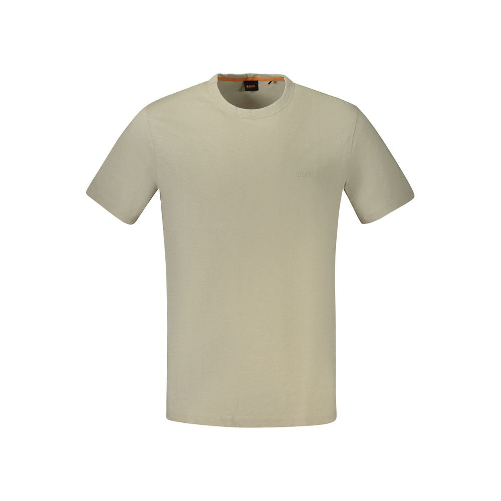 Beige Cotton Men T-Shirt