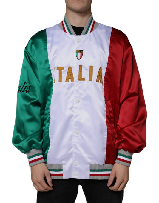 Mehrfarbige Bomberjacke „Italia“ mit Knopfleiste