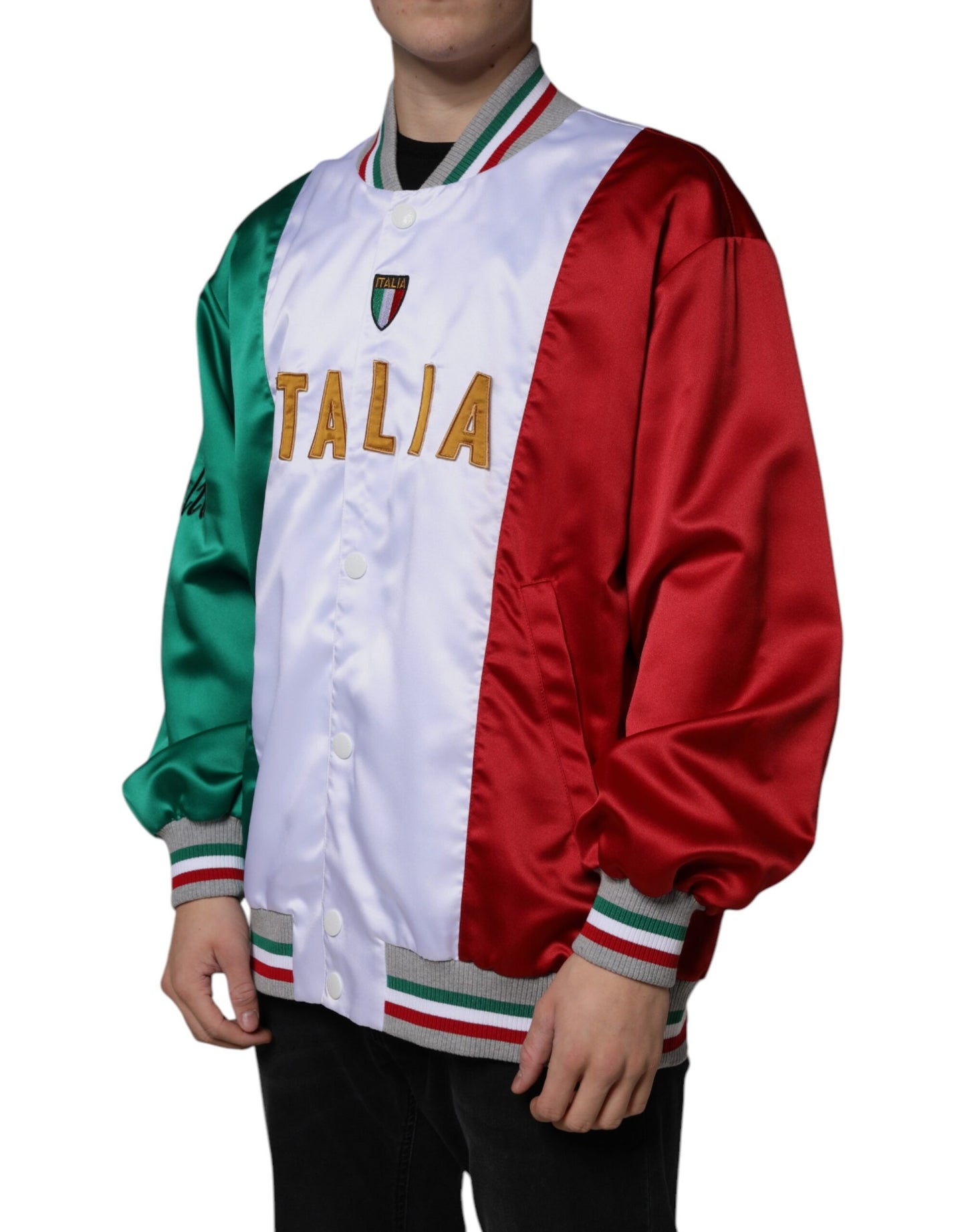 Mehrfarbige Bomberjacke „Italia“ mit Knopfleiste