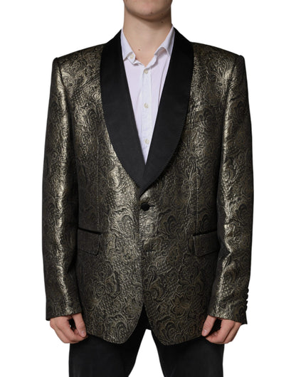 Goldfarbener einreihiger Jacquard-Blazer SICILIA