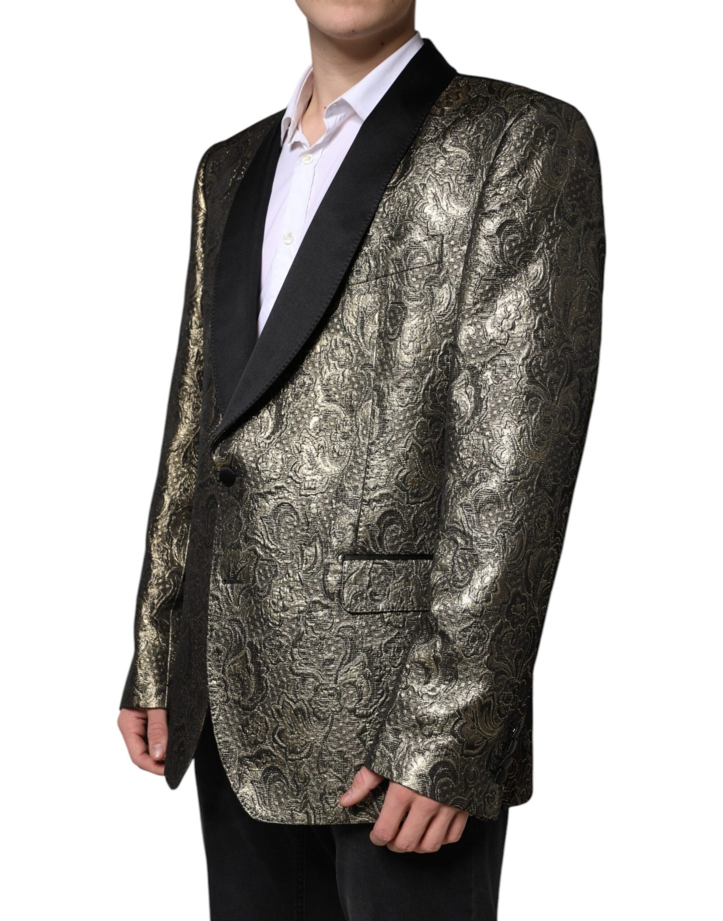 Goldfarbener einreihiger Jacquard-Blazer SICILIA