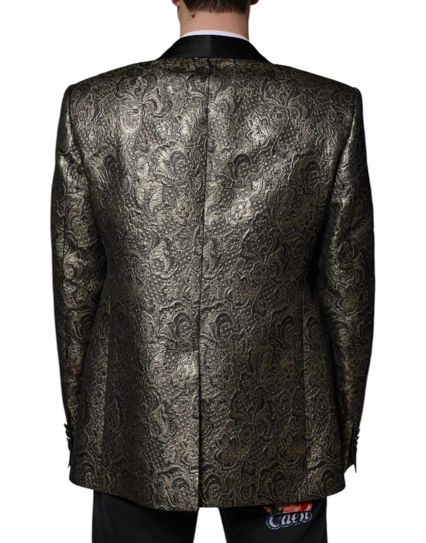 Goldfarbener einreihiger Jacquard-Blazer SICILIA