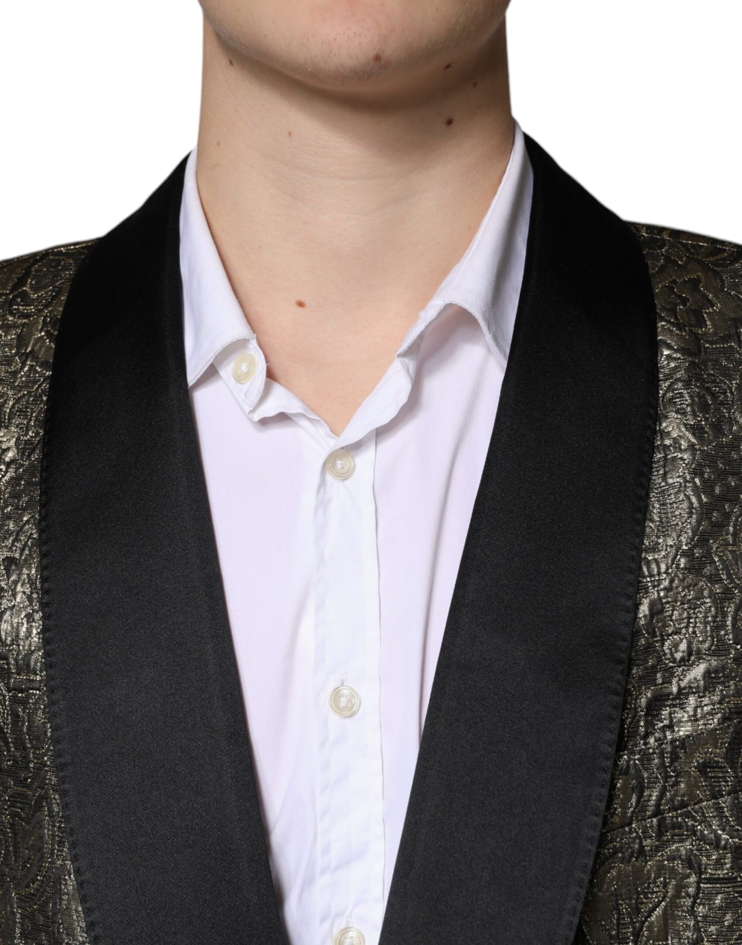 Goldfarbener einreihiger Jacquard-Blazer SICILIA