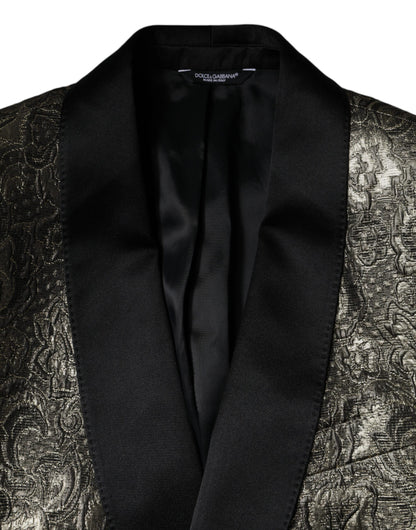 Goldfarbener einreihiger Jacquard-Blazer SICILIA