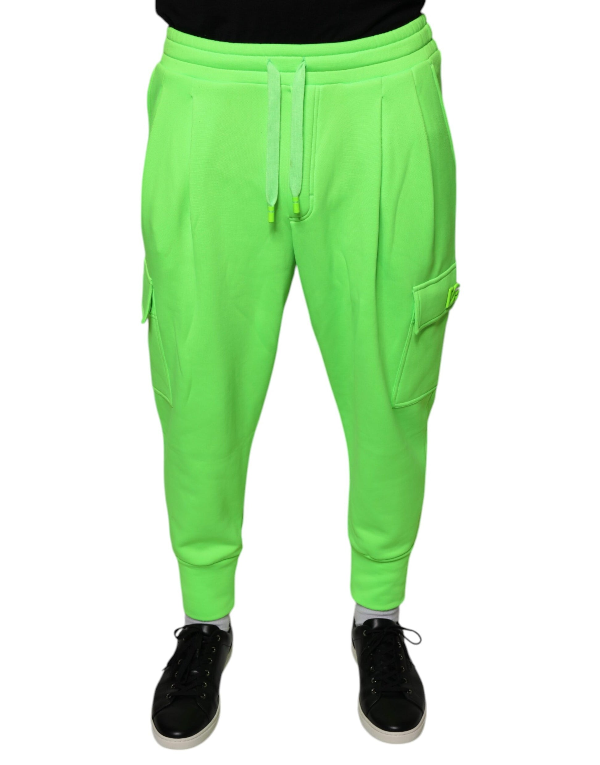 Neongrüne Cargo-Jogginghose aus Polyester