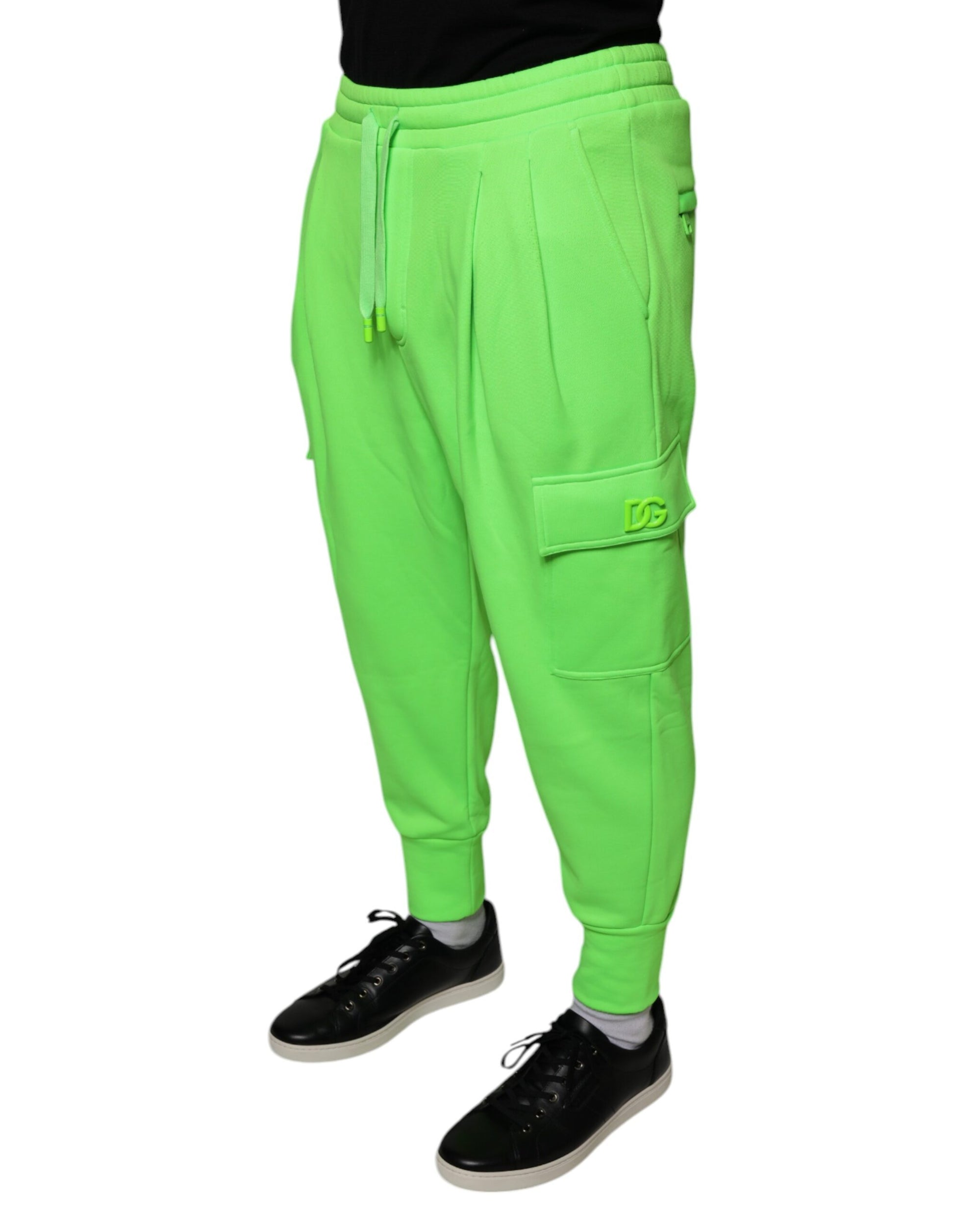 Neongrüne Cargo-Jogginghose aus Polyester