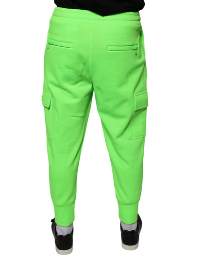 Neongrüne Cargo-Jogginghose aus Polyester