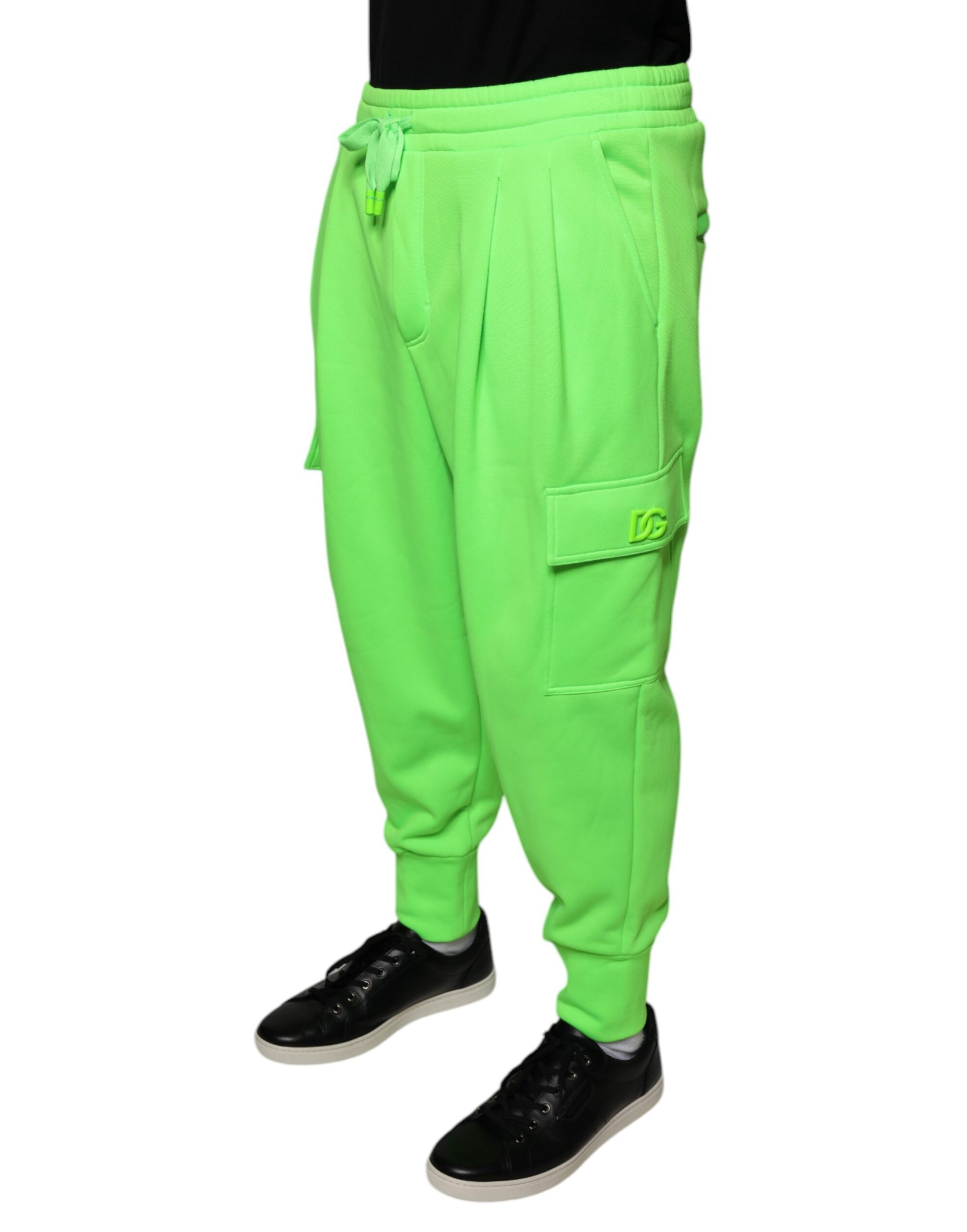 Neongrüne Cargo-Jogginghose aus Polyester