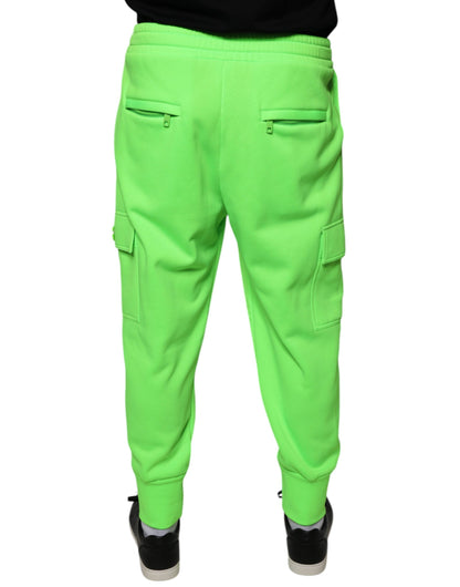 Neongrüne Cargo-Jogginghose aus Polyester