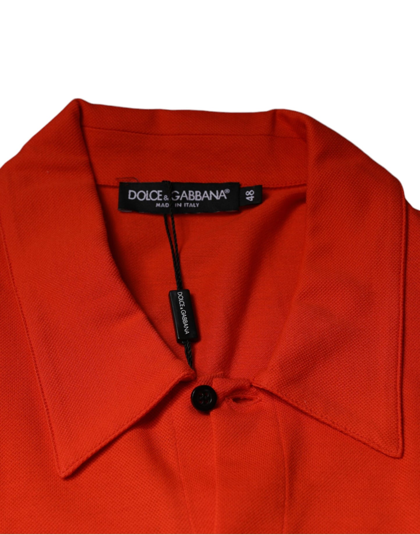 Oranges, lässiges Button-Down-Poloshirt aus Baumwolle