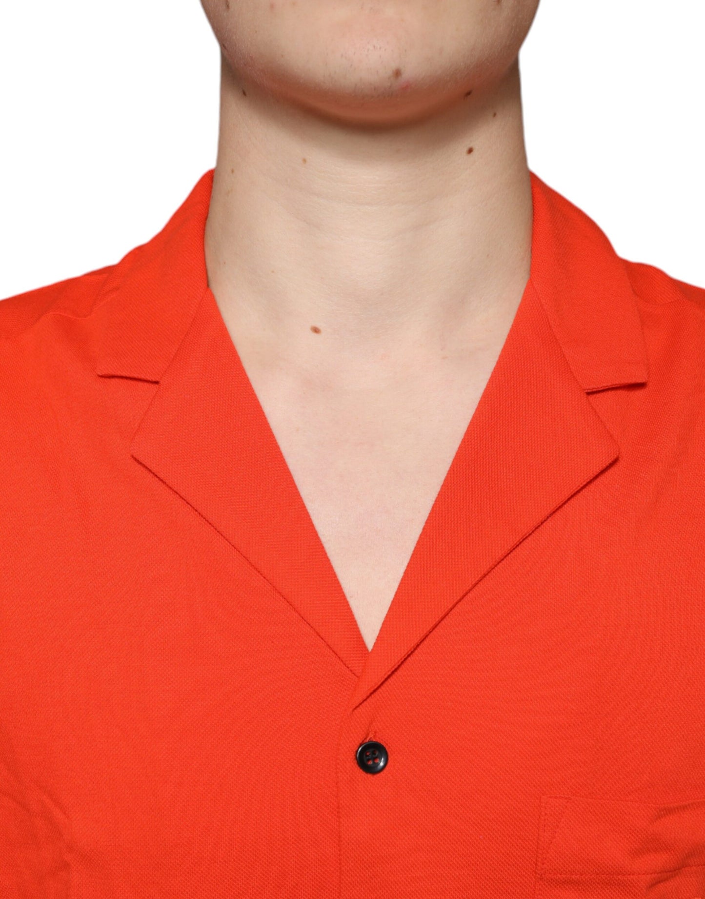 Oranges, lässiges Button-Down-Poloshirt aus Baumwolle