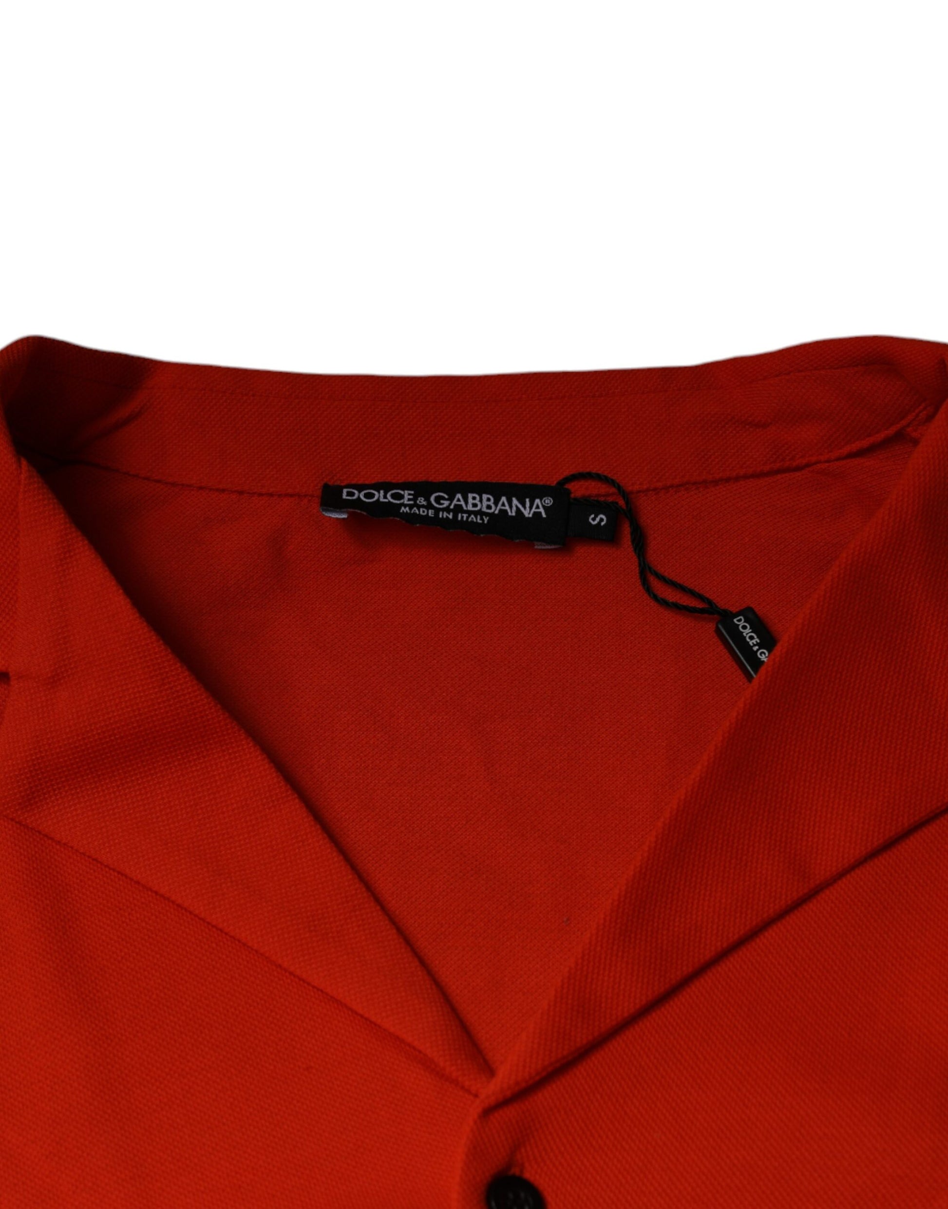 Oranges, lässiges Button-Down-Poloshirt aus Baumwolle