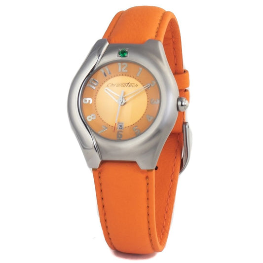 orangefarbene Lederuhr