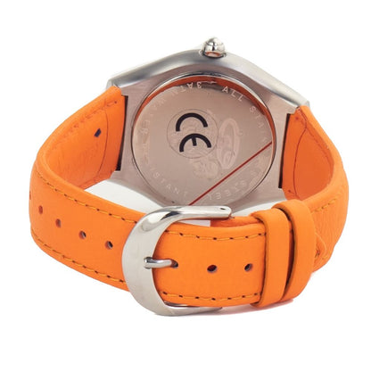 orangefarbene Lederuhr