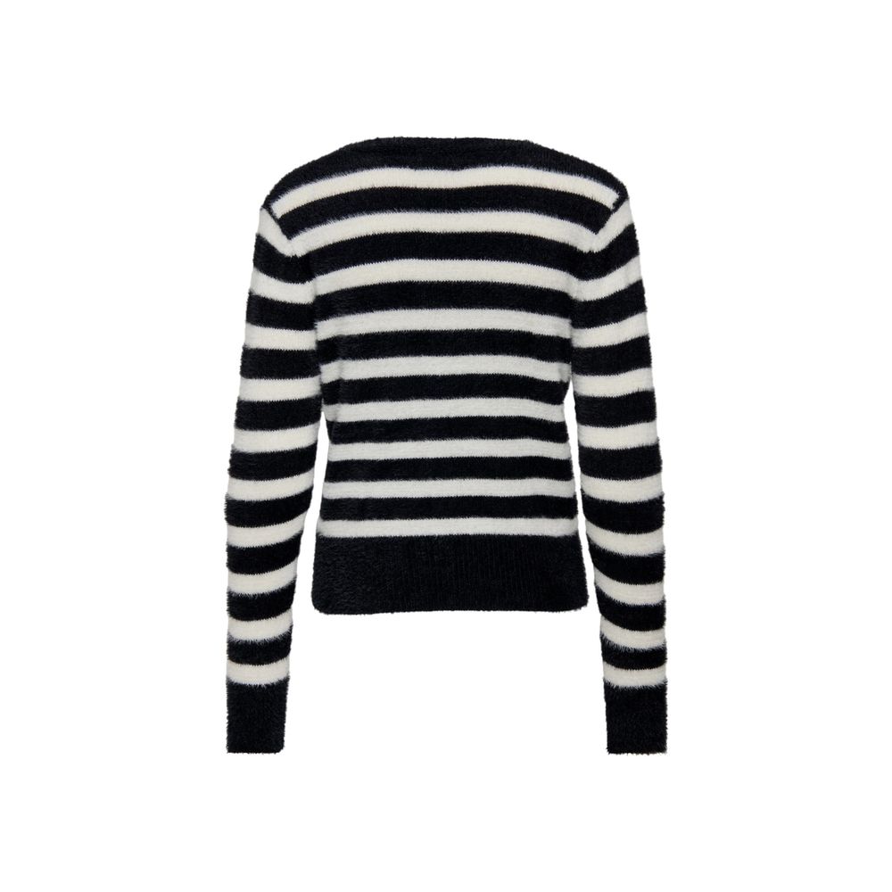 Black And White Polyester Sweater