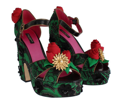 Keilabsatzschuhe „Enchanted Sicily“ aus Kristallbrokat