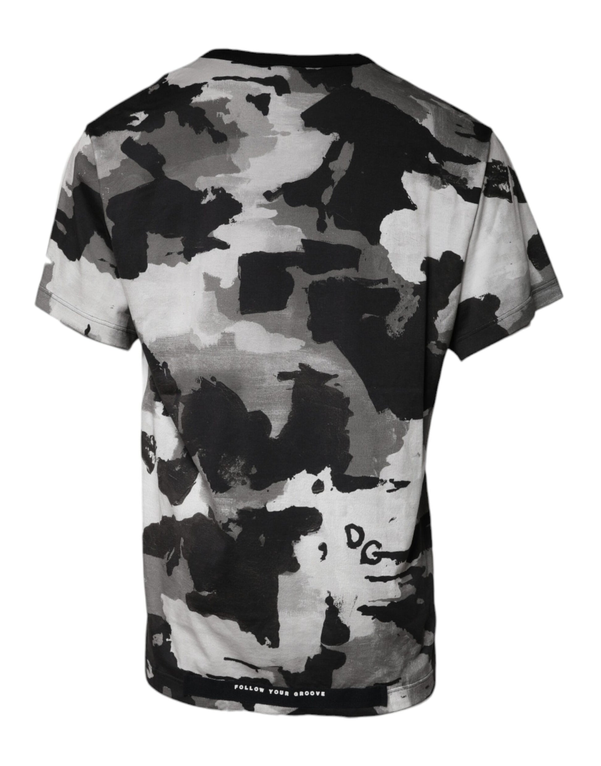 White Camouflage Cotton Round Neck T-shirt