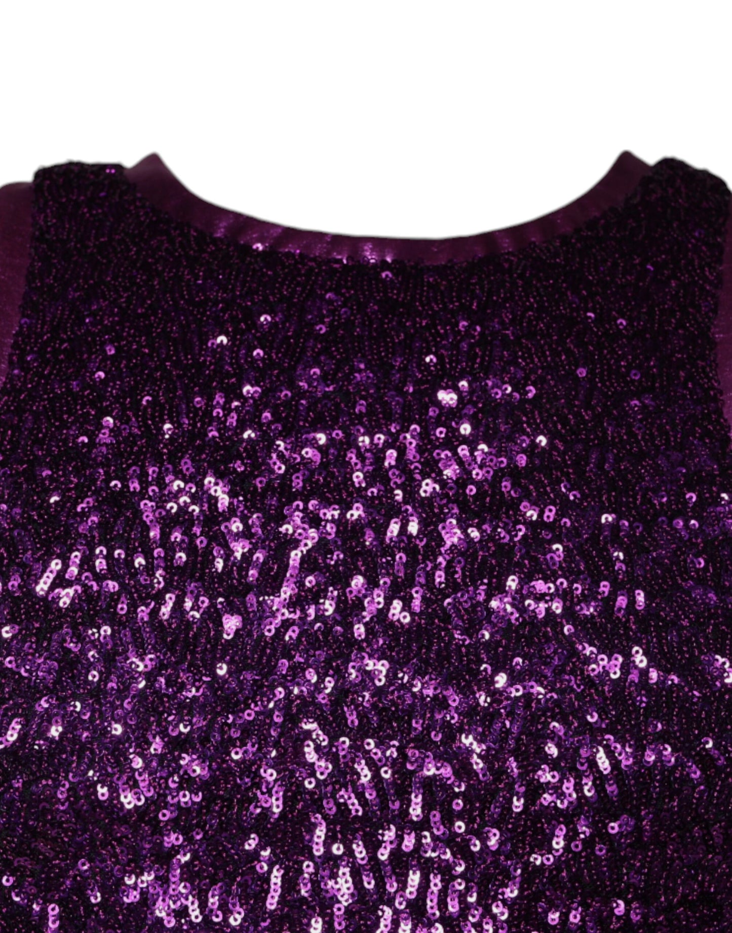 Purple Sequin Round Neck Sleeveless T-shirt