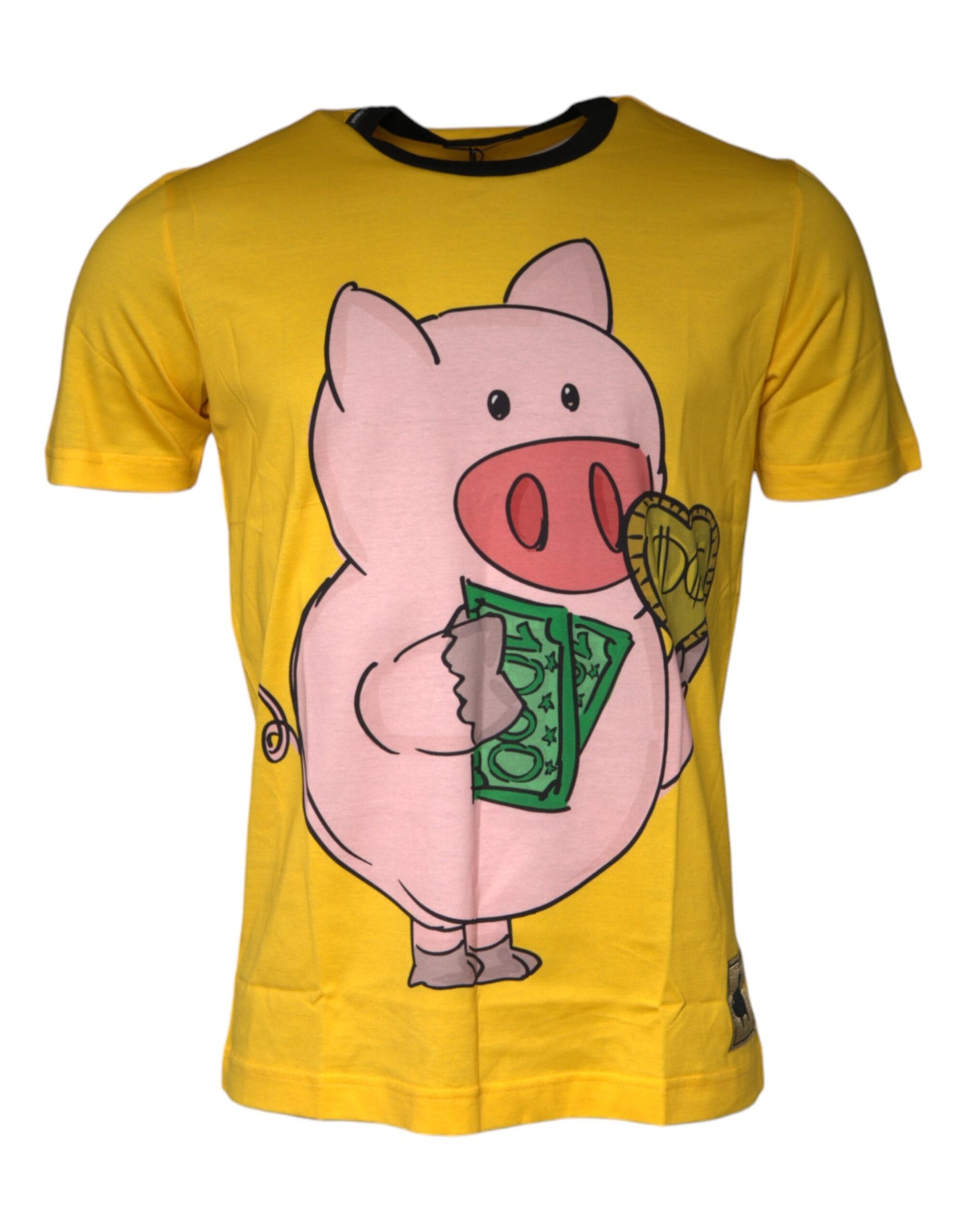 Gelbes T-Shirt mit kurzen Ärmeln zum Jahr des Schweins 2019