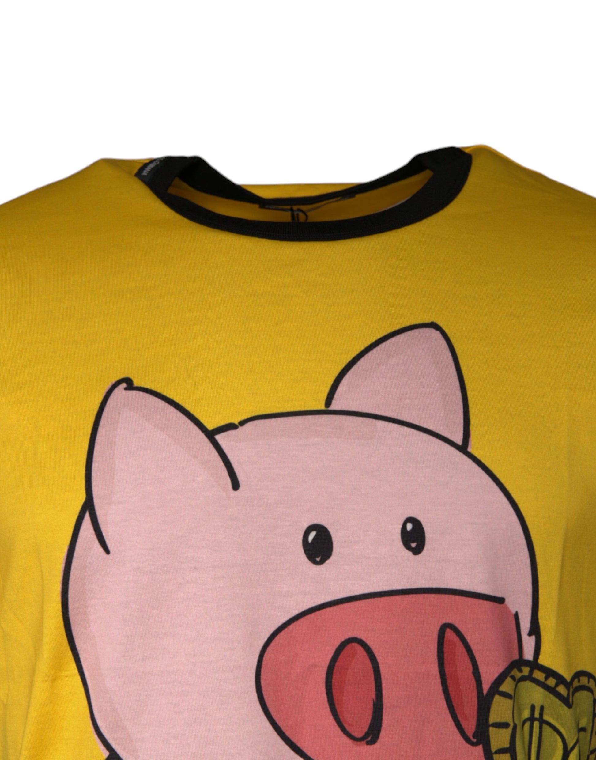 Gelbes T-Shirt mit kurzen Ärmeln zum Jahr des Schweins 2019