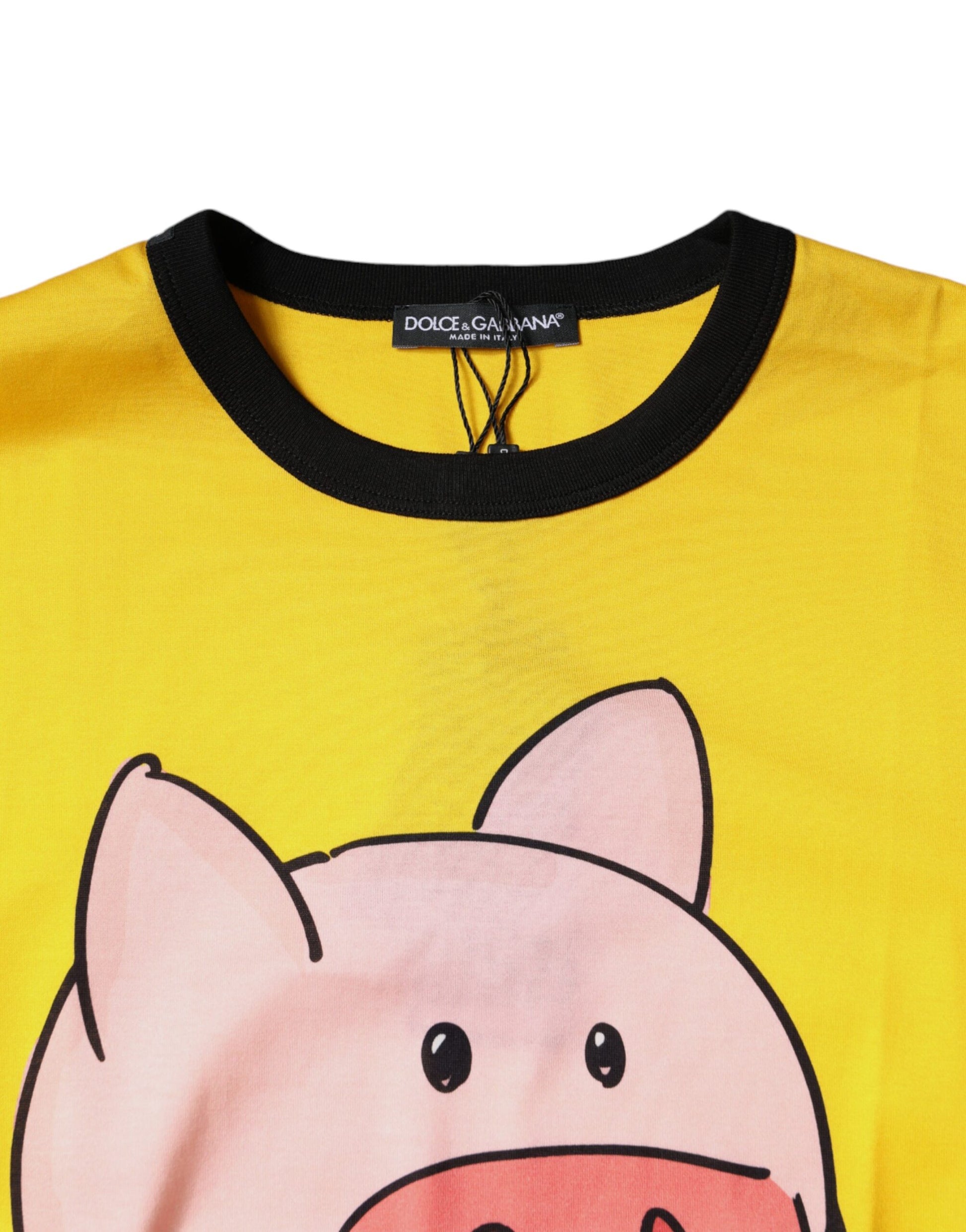 Gelbes T-Shirt mit kurzen Ärmeln zum Jahr des Schweins 2019