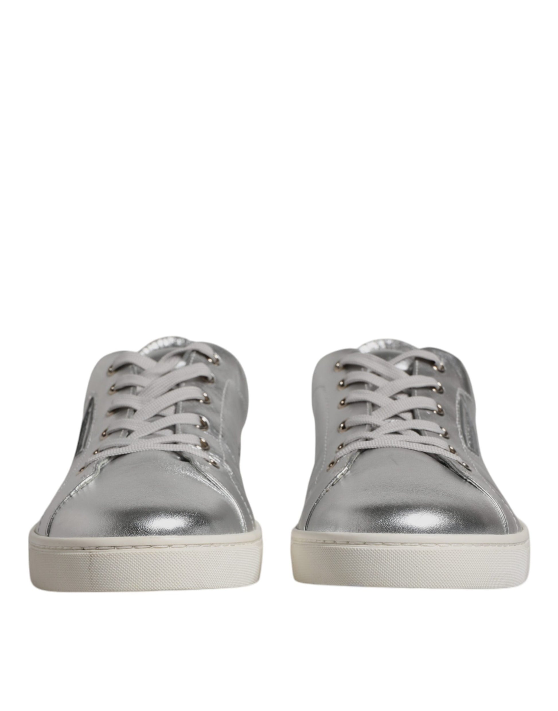 Silberne London Low Top Leder Sneakers Schuhe