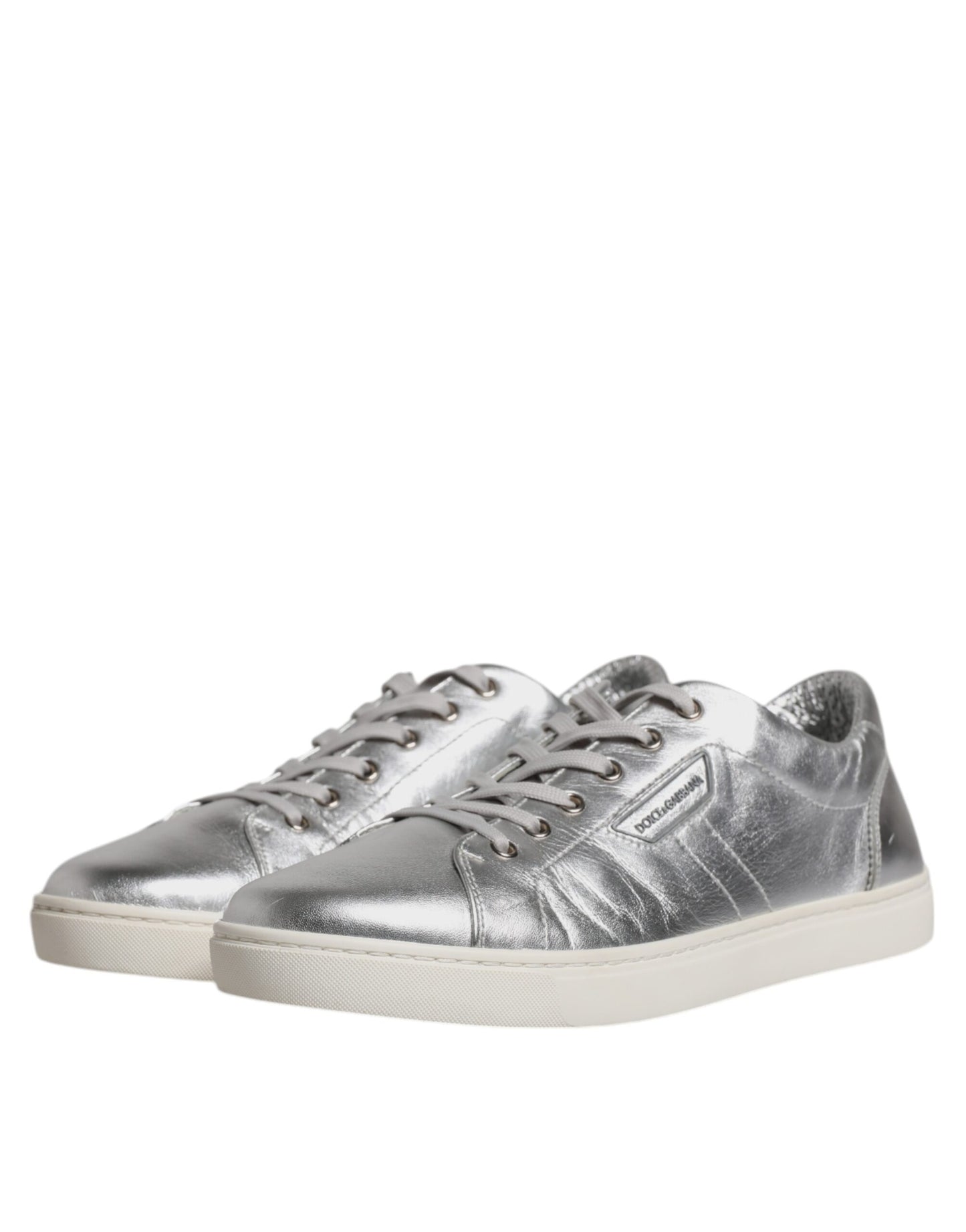 Silberne London Low Top Leder Sneakers Schuhe