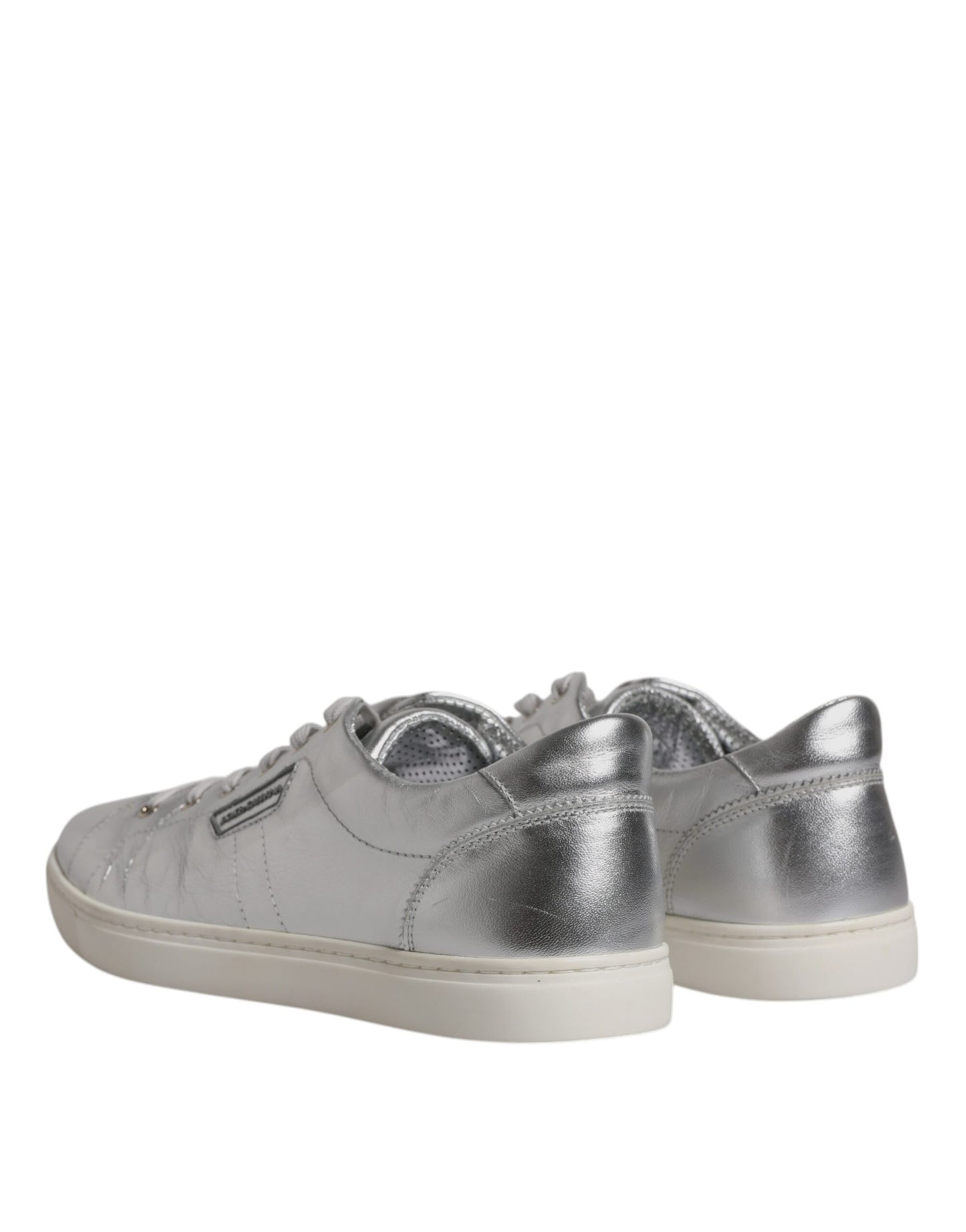 Silberne London Low Top Leder Sneakers Schuhe