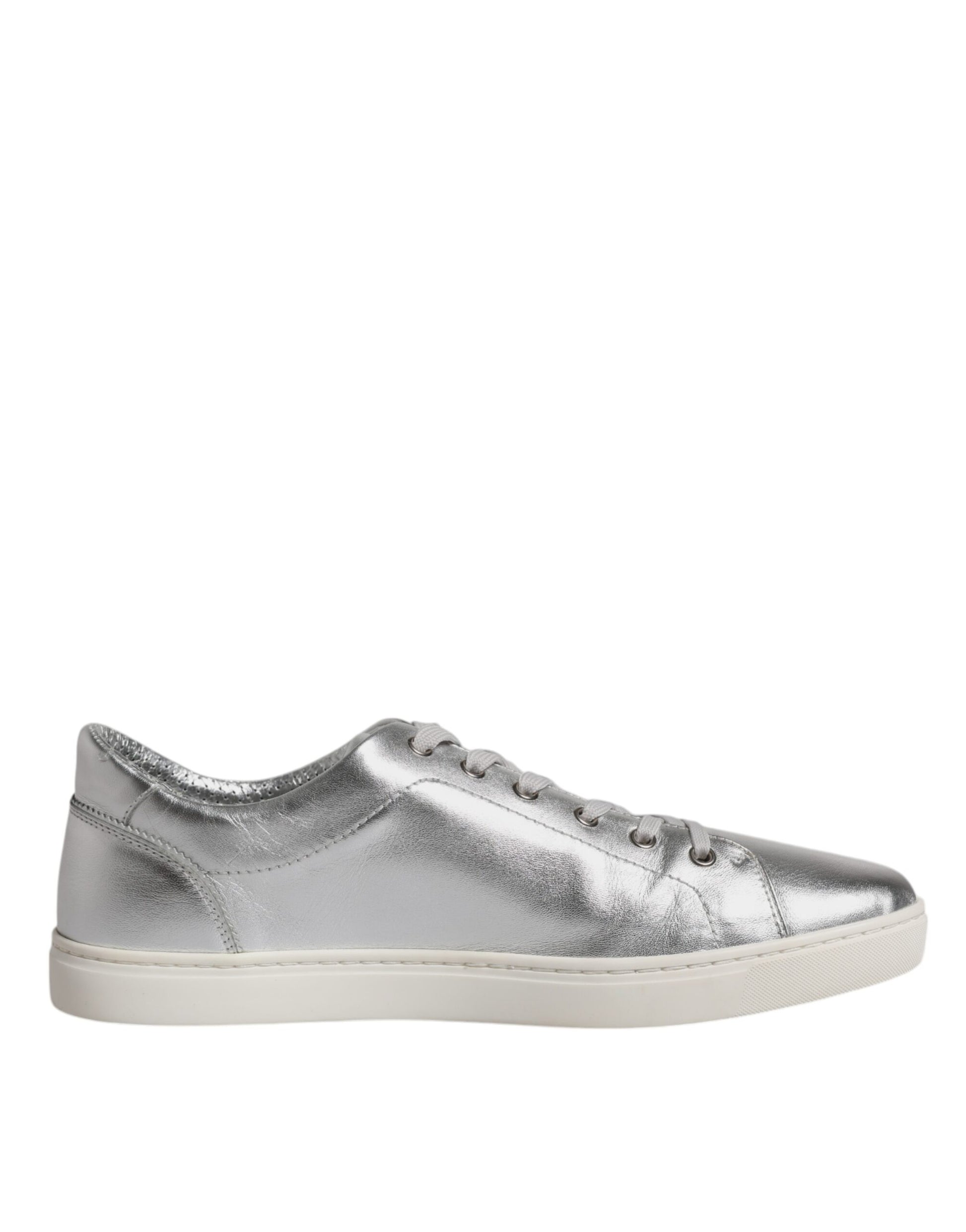 Silberne London Low Top Leder Sneakers Schuhe