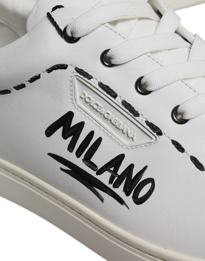 Weiße Milano Low Top Sneakers aus Leder