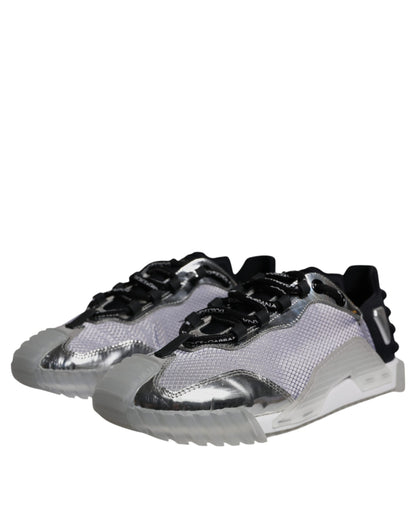 Silber-schwarze Nylon NS1 Low Top Sneakers Schuhe