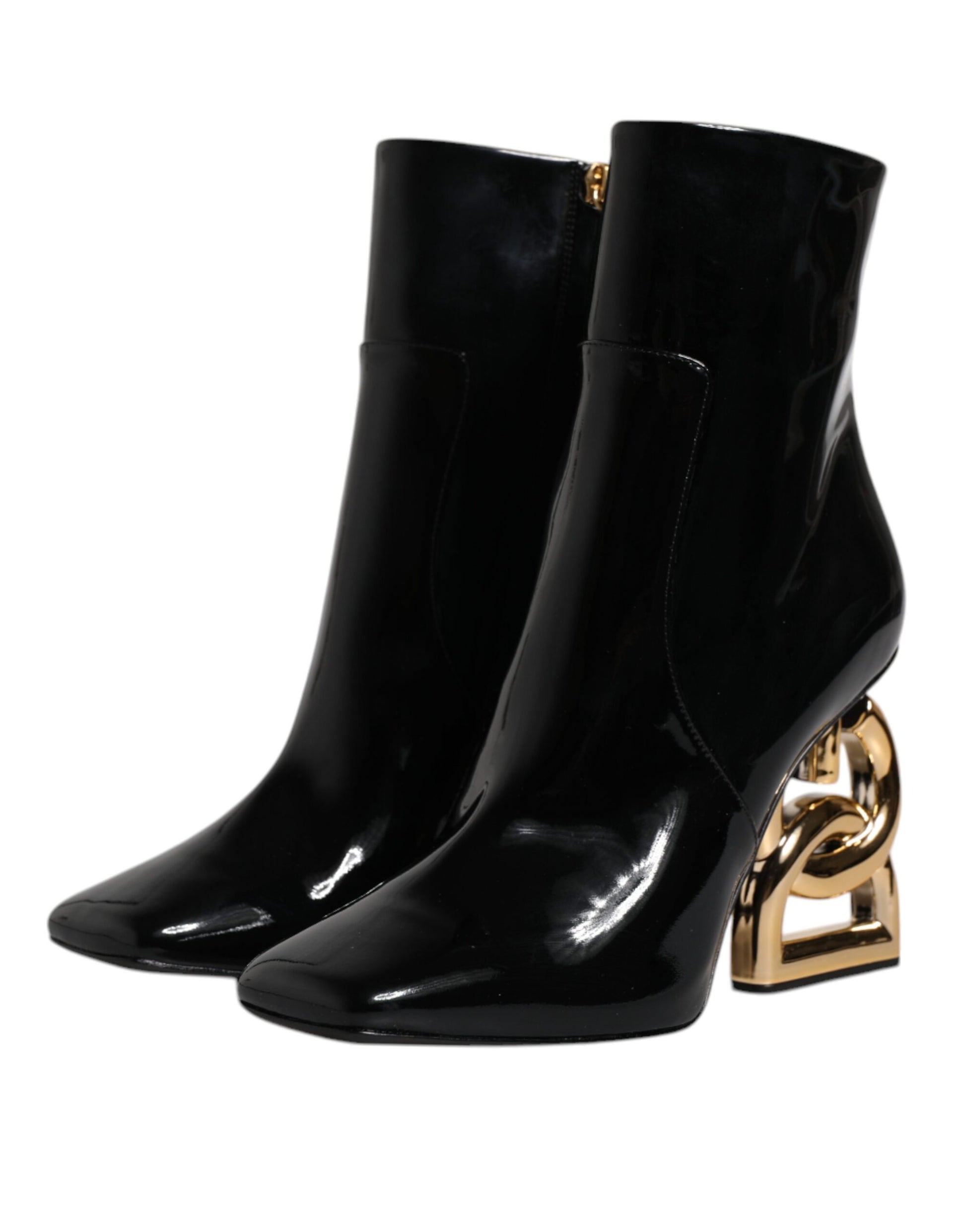 Black Jackie Leather Mid Calf Boots Shoes