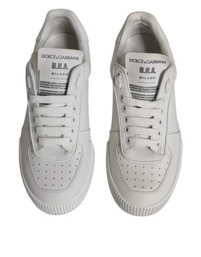 White Miami Leather Low Top Sneakers Shoes