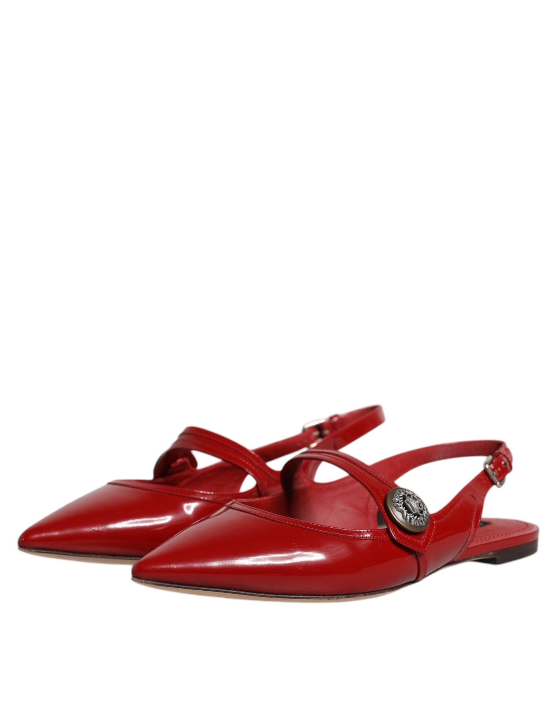 Rote Leder Slingback-Sandalen