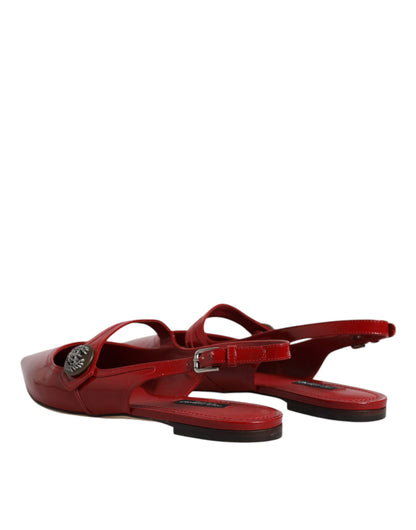 Rote Leder Slingback-Sandalen