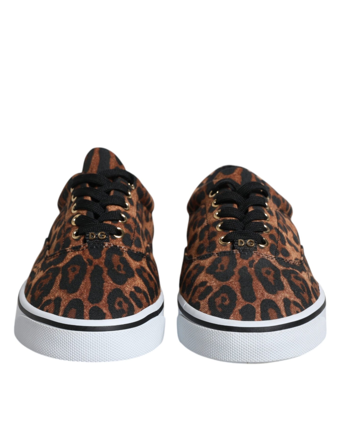 Brown Leopard Logo Print Cotton Sneakers Shoes