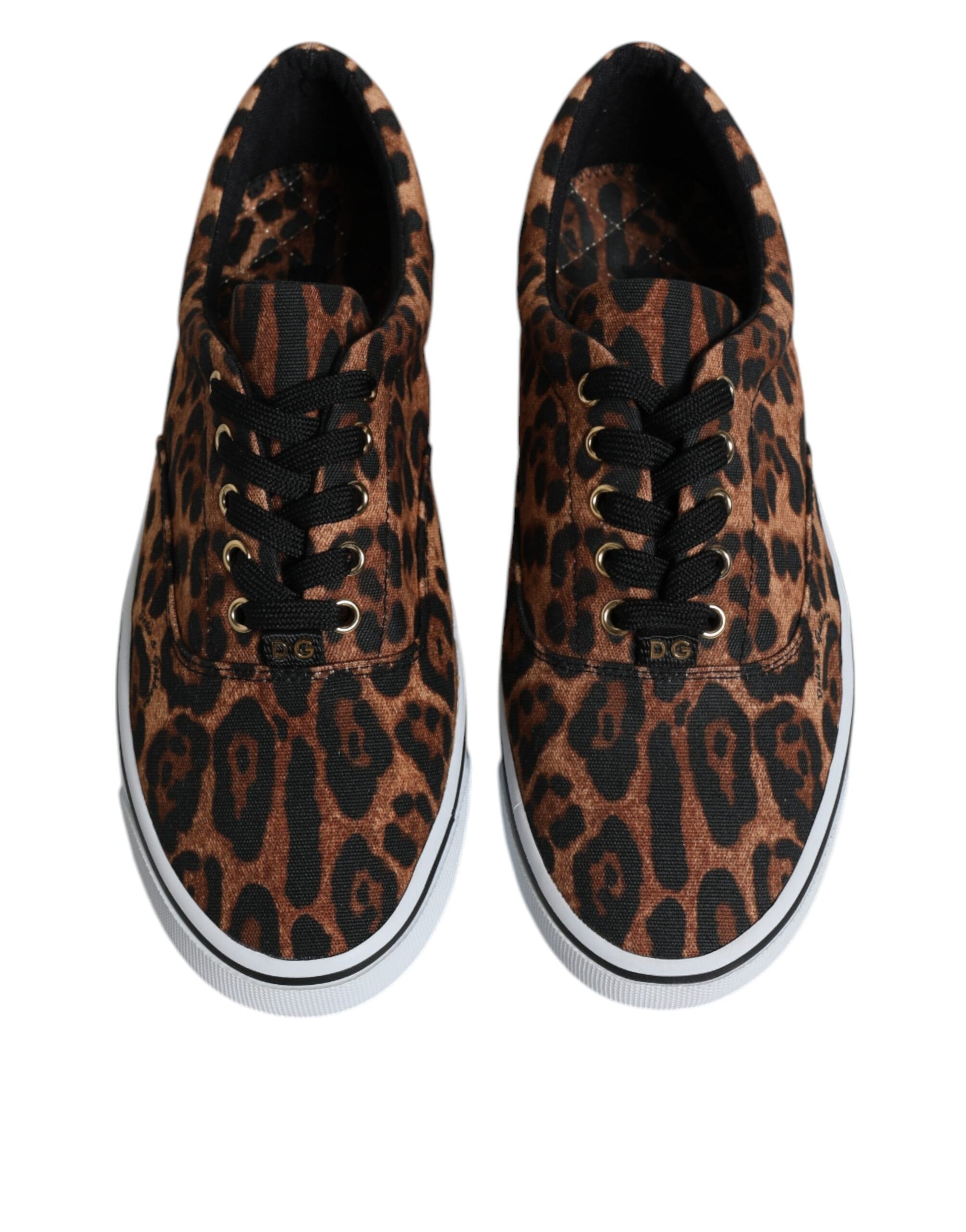 Brown Leopard Logo Print Cotton Sneakers Shoes