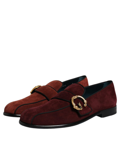 Bordeaux Suede Loafers Formal Men Dress Shoes