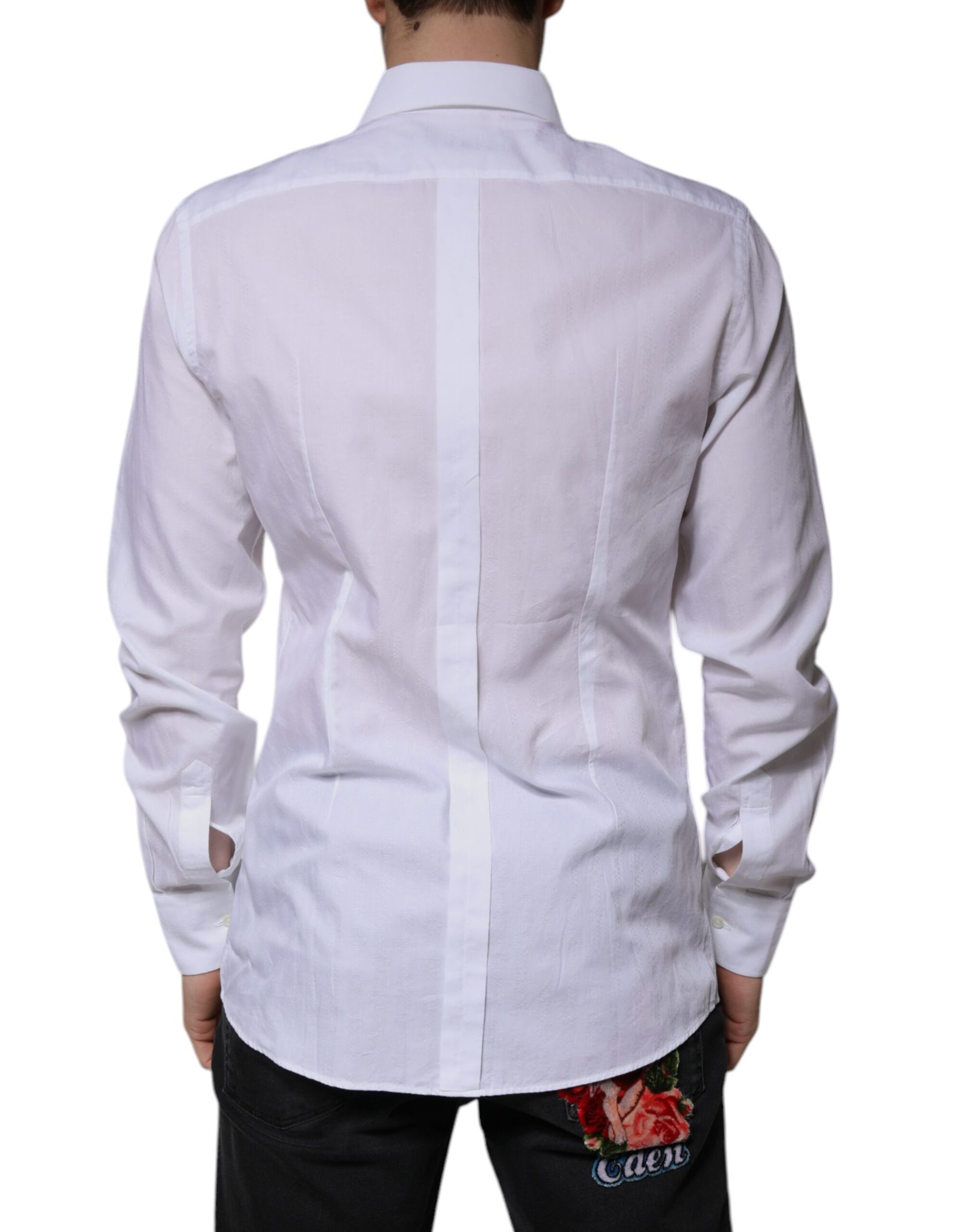 White Cotton Slim Fit Formal GOLD Dress Shirt