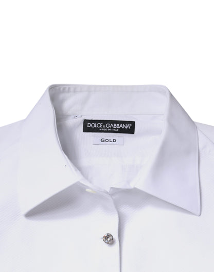 White Bib Cotton Poplin GOLD Men Formal Shirt