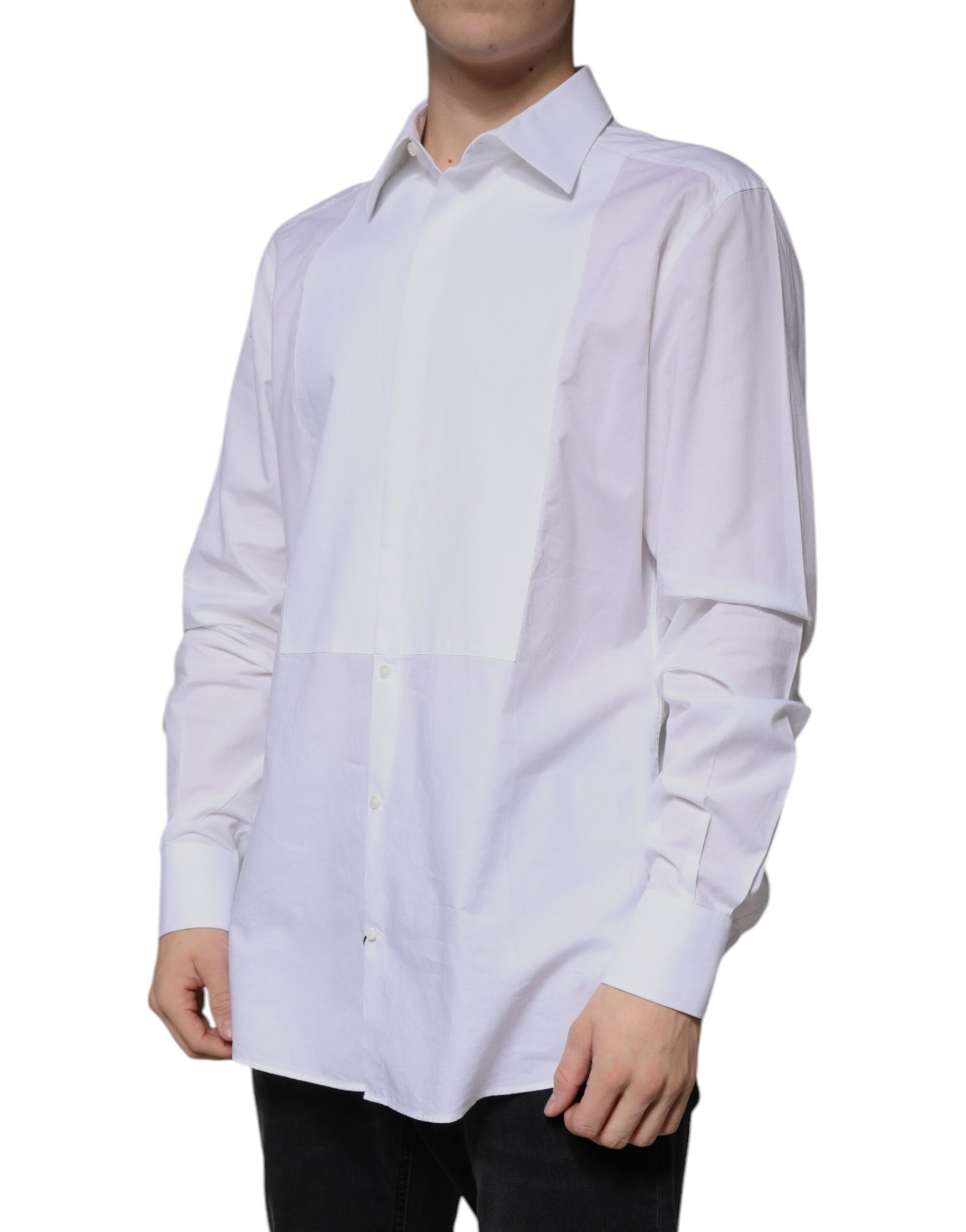 White Bib Cotton Poplin GOLD Formal Shirt